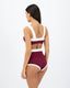 Monaco  || Retro Bikini Bottom || Dark Cherry and White