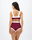 Monaco  || Retro Bikini Bottom || Dark Cherry and White