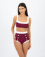 Monaco  || Retro Bikini Bottom || Dark Cherry and White